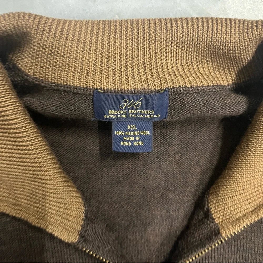 Brooks Brothers 346 Fine Italian Merino Wool Zip Front High Neck‎ Men’s Vest XXL